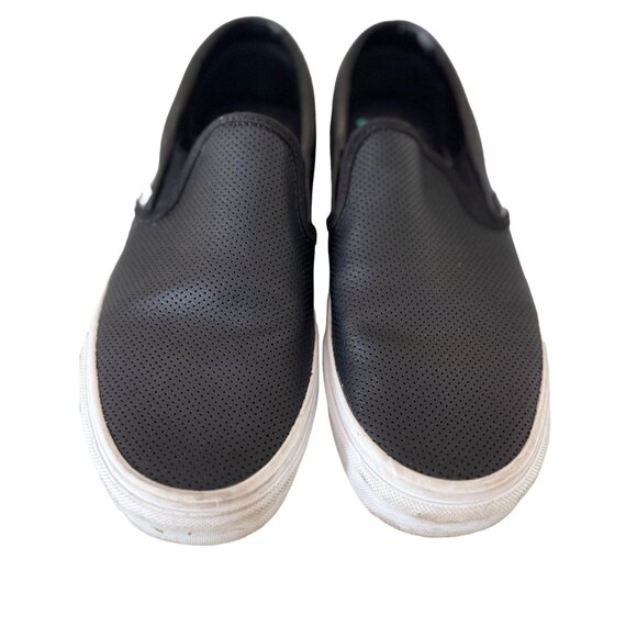 Vans Slip-On Shoes Low Top Black Perforated Sneaker Womens Size 8.5 - Picture 1 of 15